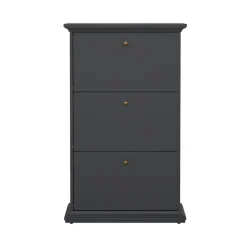 Hioshop Venedig schoenenkast met 3 klepdeuren mat grijs