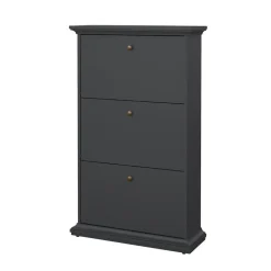 Hioshop Venedig schoenenkast met 3 klepdeuren mat grijs