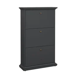 Hioshop Venedig schoenenkast met 3 klepdeuren mat grijs