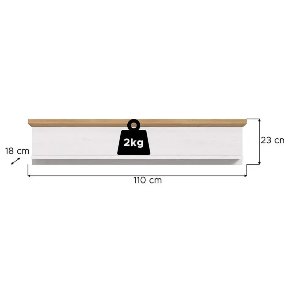 Hioshop Verona wandplank wit- eik decor