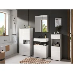 Hioshop Vira badkamerkast 3 deuren 1 vak wit hoogglans- wit