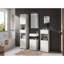 Hioshop Vira kolomkast 1 lade 2 deuren 2 vakken wit hoogglans- wit