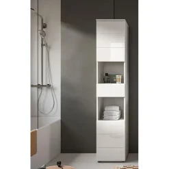 Hioshop Vira kolomkast 1 lade 2 deuren 2 vakken wit hoogglans- wit