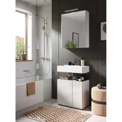 Hioshop Vira wastafel 2 deuren wit hoogglans- wit