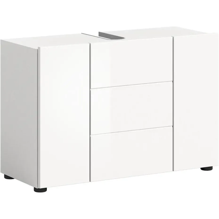 Hioshop Vira wastafel 3 deuren- 5 lades wit hoogglans- wit