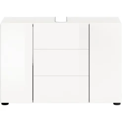 Hioshop Vira wastafel 3 deuren- 5 lades wit hoogglans- wit