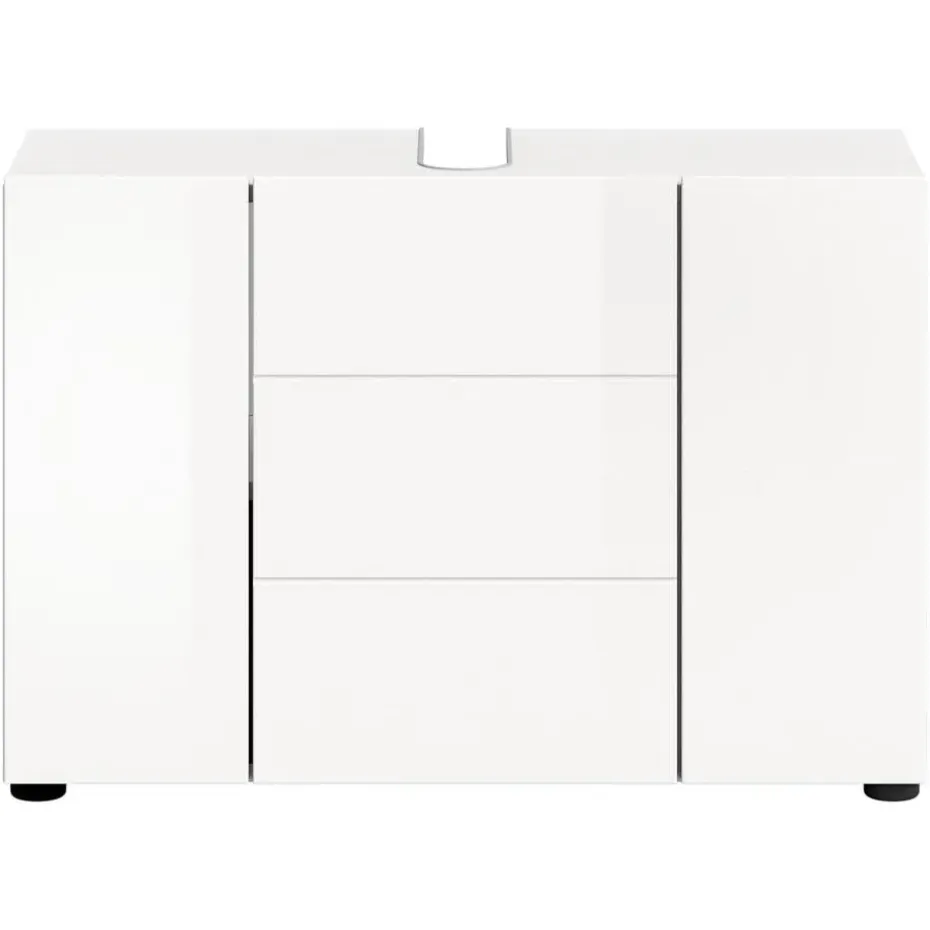 Hioshop Vira wastafel 3 deuren- 5 lades wit hoogglans- wit