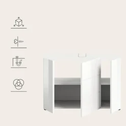 Hioshop Vira wastafel 3 deuren- 5 lades wit hoogglans- wit