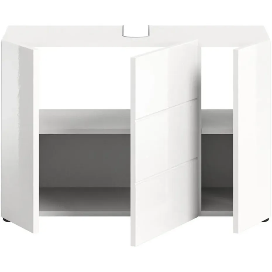 Hioshop Vira wastafel 3 deuren- 5 lades wit hoogglans- wit