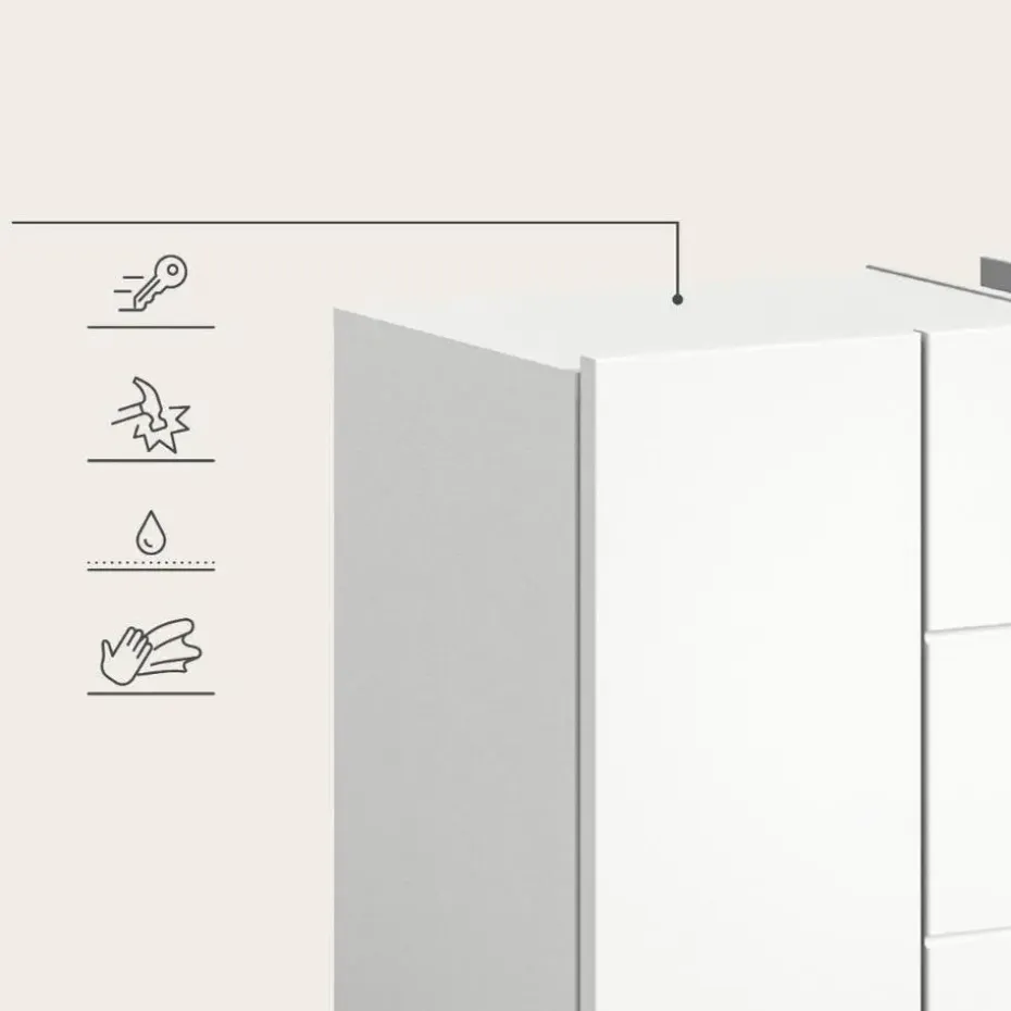 Hioshop Vira wastafel 3 deuren- 5 lades wit hoogglans- wit