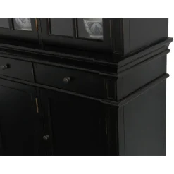 Hioshop Winkelkast buffetkast vitrine met opzet antiek zwart massief hout