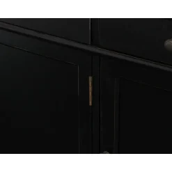 Hioshop Winkelkast buffetkast vitrine met opzet antiek zwart massief hout