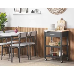 HIUMA - Keukentrolley - Zwart - Rubberhout