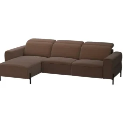 Hoekbank Dave links - elektrisch verstelbaar - stof Billy Joe - cognac