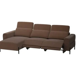 Hoekbank Dave links - elektrisch verstelbaar - stof Billy Joe - cognac