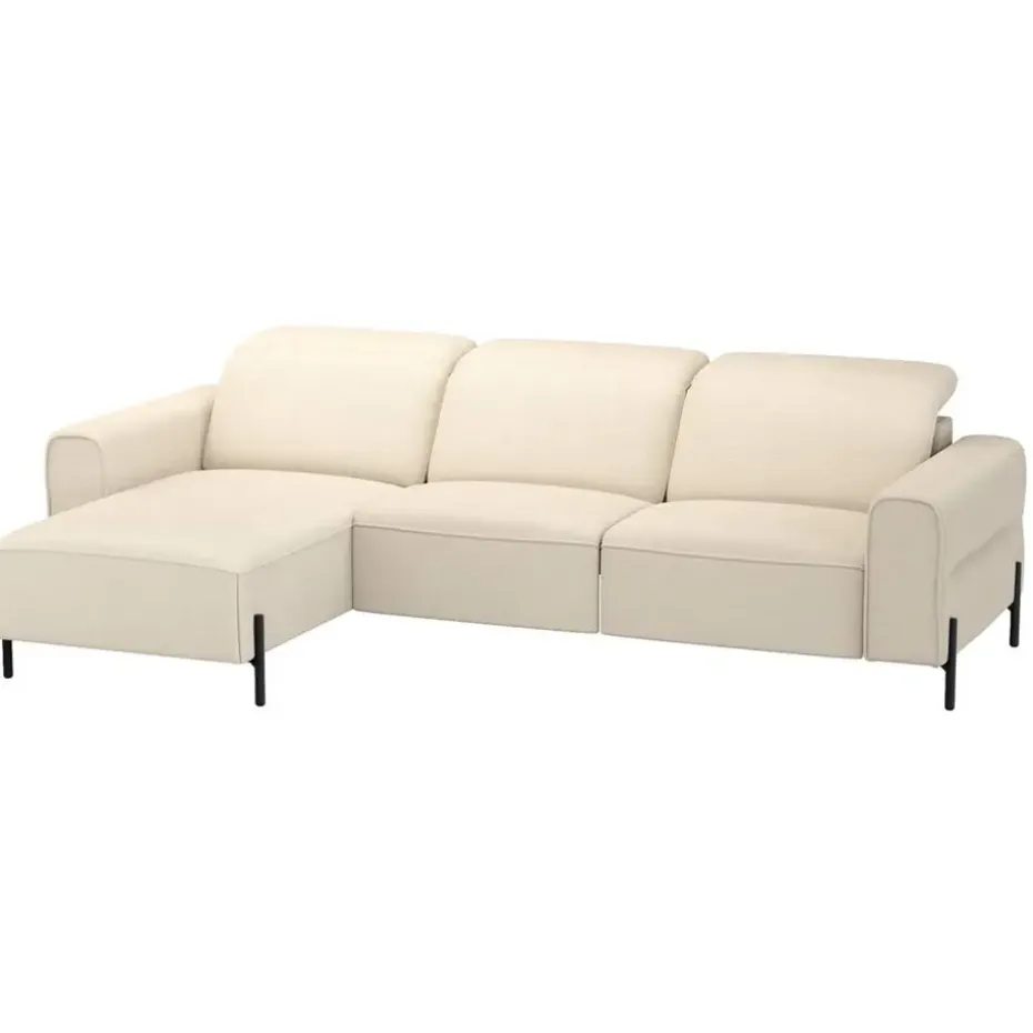 Hoekbank Dave links - elektrisch verstelbaar - crème