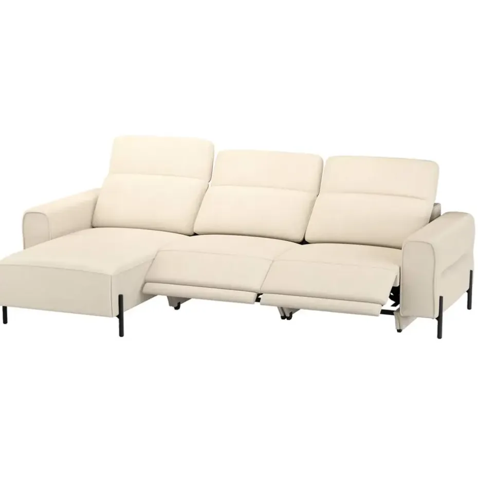 Hoekbank Dave links - elektrisch verstelbaar - crème