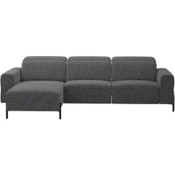 Hoekbank Dave links - elektrisch verstelbaar - stof Chacha - grijs