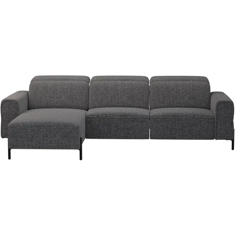 Hoekbank Dave links - elektrisch verstelbaar - stof Chacha - grijs