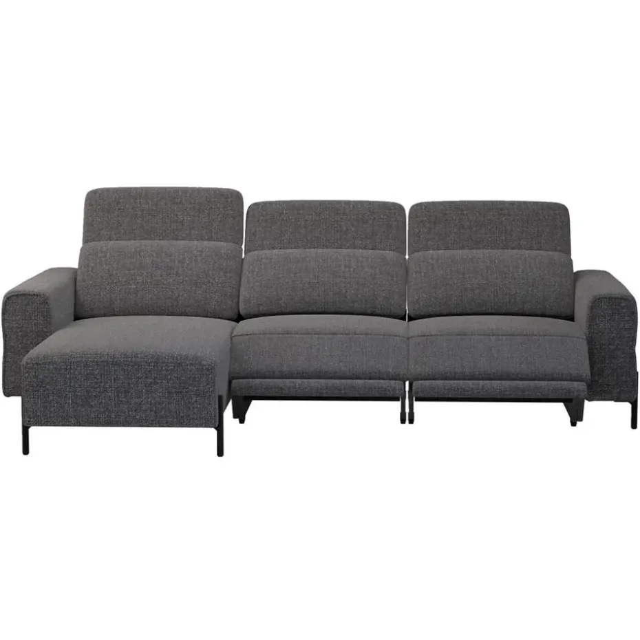 Hoekbank Dave links - elektrisch verstelbaar - stof Chacha - grijs