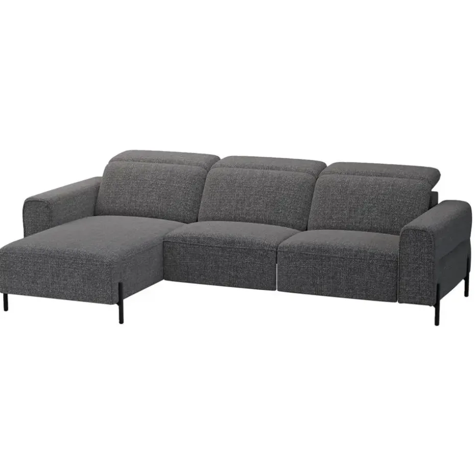 Hoekbank Dave links - elektrisch verstelbaar - stof Chacha - grijs