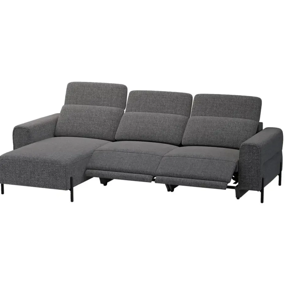 Hoekbank Dave links - elektrisch verstelbaar - stof Chacha - grijs