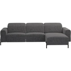 Hoekbank Dave rechts - elektrisch verstelbaar - stof Chacha - grijs