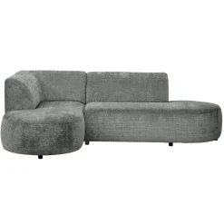 Hoekbank Luna links - stof Cremona - grijs