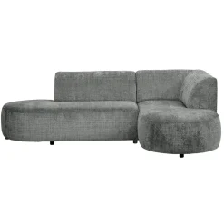 Hoekbank Luna rechts - stof Cremona - grijs