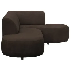 Hoekbank Luna rechts - stof Rebel - bruin