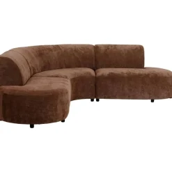 Hoekbank Luna rond - stof Rebel - terracotta