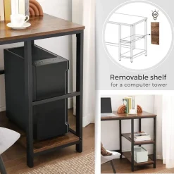 Hoekbureau Fabrice 138cm 2 legplanken - rustiek bruin/zwart