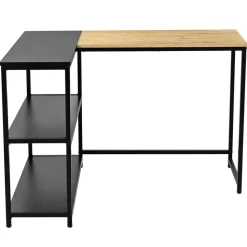 Hoekbureau Schmitt - 110x80x76cm - met opbergruimte - eikdecor/zwart