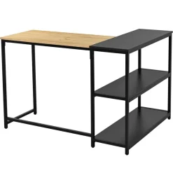 Hoekbureau Schmitt - 110x80x76cm - met opbergruimte - eikdecor/zwart