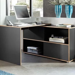 Hoekbureau Tyson 120x120 cm - antraciet/eik