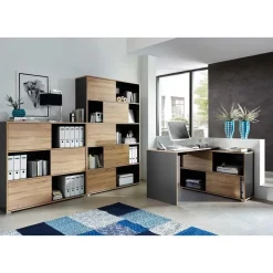 Hoekbureau Tyson 120x120 cm - antraciet/eik