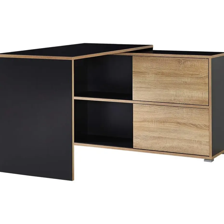 Hoekbureau Tyson 120x120 cm - antraciet/eik