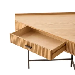 Hoekbureau van hout en metaal met 1 lade