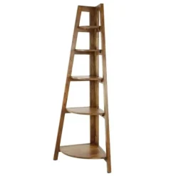 Hoekrek Jess mangohout 5 vakken - 44x64x148 cm - Mangohout - Bruin