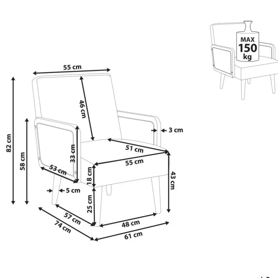 HOJBY - Fauteuil - Zandbeige - Bouclé