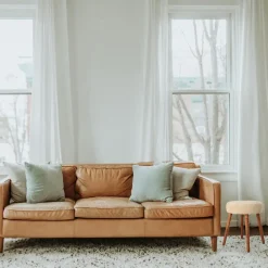 Home & Styling Bijzet krukje - creme wit - hout/stof - 45 cm