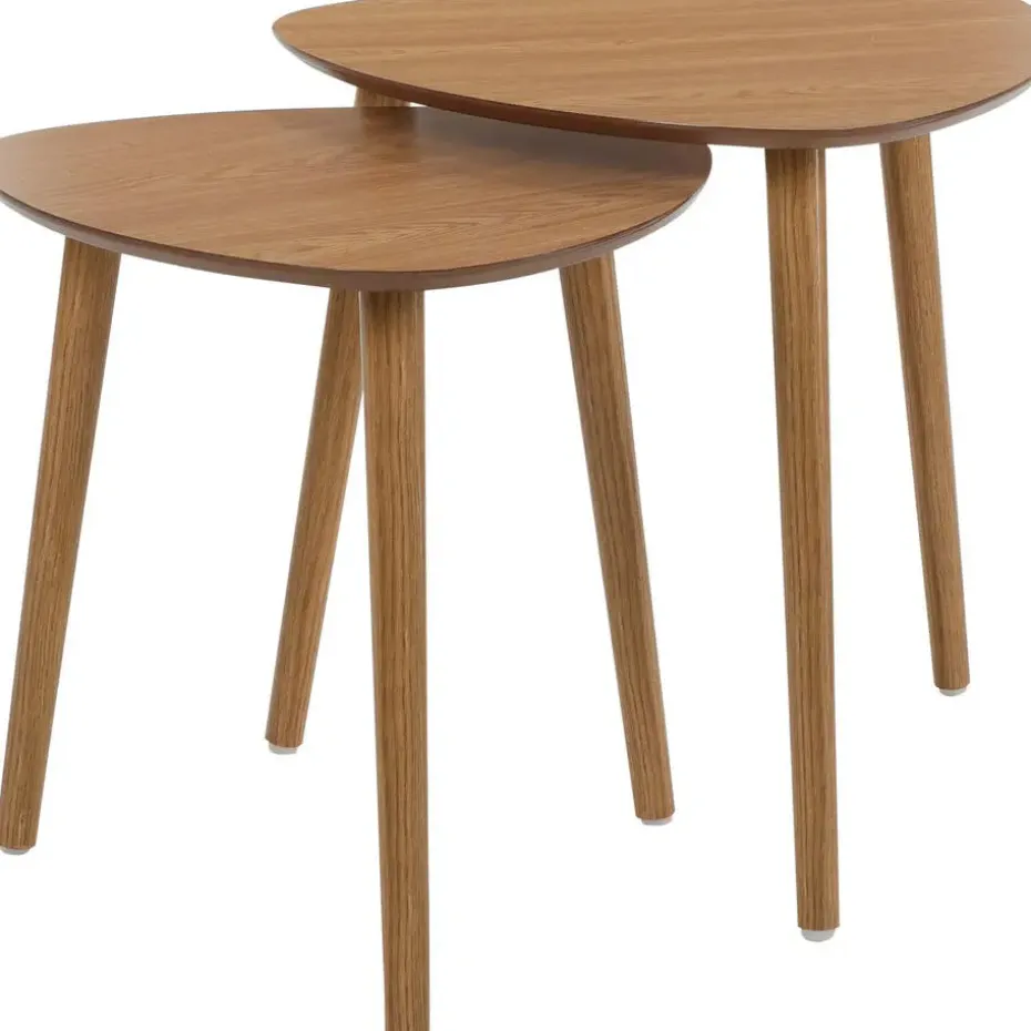 Home & Styling Bijzettafeltjes set 2x - lichtbruin - 41 en 45 cm