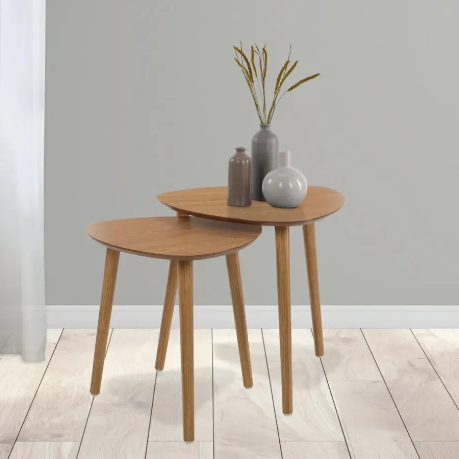 Home & Styling Bijzettafeltjes set 2x - lichtbruin - 41 en 45 cm