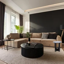 Home & Styling Bijzettafel Bari - zwart - D38x H42 cm - mdf hout