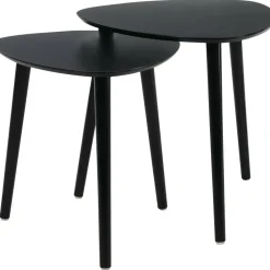 Home & Styling Bijzettafeltjes set 2x - zwart - 41 en 45 cm