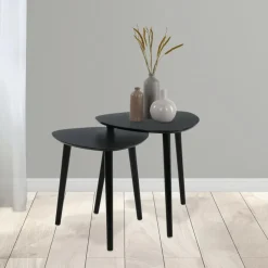 Home & Styling Bijzettafeltjes set 2x - zwart - 41 en 45 cm