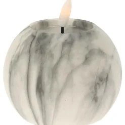 Home & Styling luxe LED bolkaars -wit/grijs marmer -D10 x H7, cm