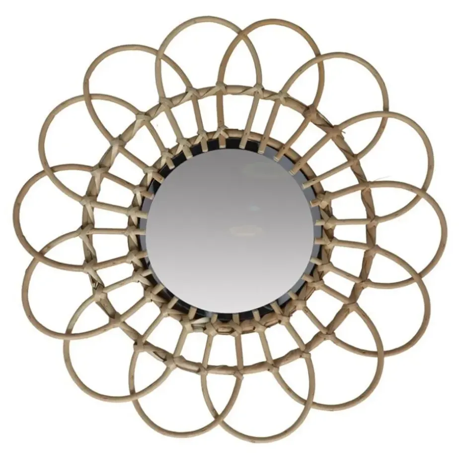 Home & Styling Ronde wandspiegel bohemian - bruin - bamboo- D45cm