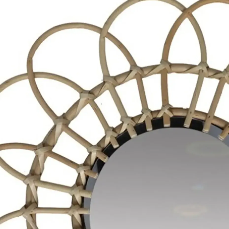 Home & Styling Ronde wandspiegel bohemian - bruin - bamboo- D45cm