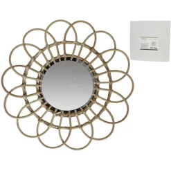 Home & Styling Ronde wandspiegel bohemian - bruin - bamboo- D45cm